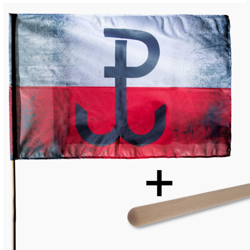 Flaga Polski Walczącej REPLIKA + drzewiec 150cm ZESTAW