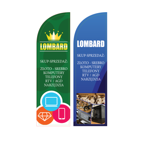 Żagiel reklamowy, flaga reklamowa "LOMBARD"