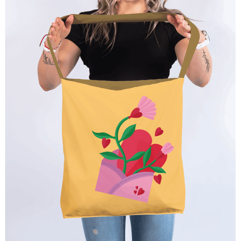 Torba na ramię „Miłosny bukiet” – romantyczna torba z nadrukiem | Prezent dla niej