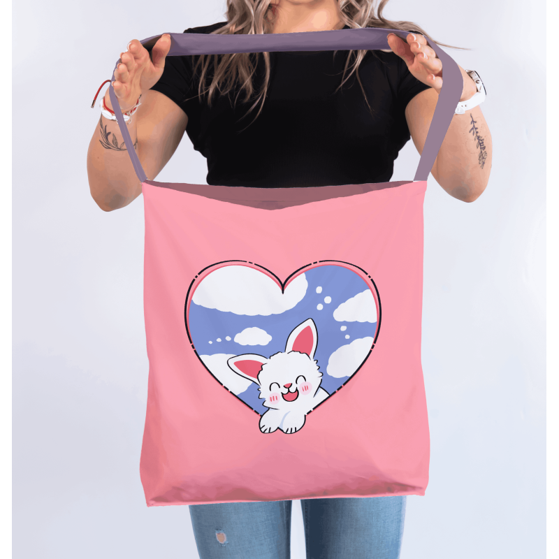 Torba na ramię „Króliczek” – romantyczna torba z nadrukiem | Prezent dla niej