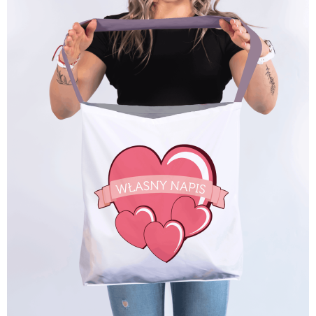 Torba na ramię „Własny nadruk – serce” – personalizowana torba z nadrukiem | Prezent dla niej