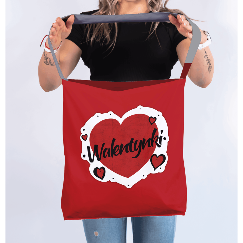 Torba na ramię „Walentynkowy klasyk” – romantyczna torba z nadrukiem | Prezent dla niej