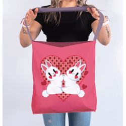 Torba na ramię „Zakochane króliczki” – romantyczna torba z nadrukiem | Prezent dla niej