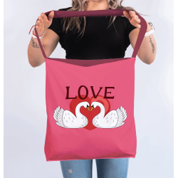 Torba na ramię „Zakochane łabędzie” – romantyczna torba z nadrukiem | Prezent dla niej