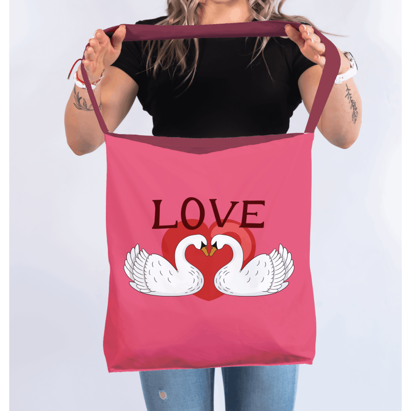 Torba na ramię „Zakochane łabędzie” – romantyczna torba z nadrukiem | Prezent dla niej