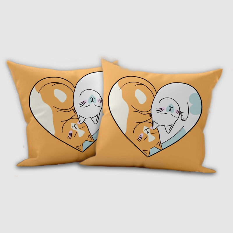 Poduszka 35x35cm „Kocie Serce” – dekoracyjna, z nadrukiem