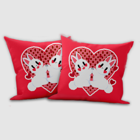 Poduszka 35x35cm „Zakochane Króliczki” – dekoracyjna, z nadrukiem