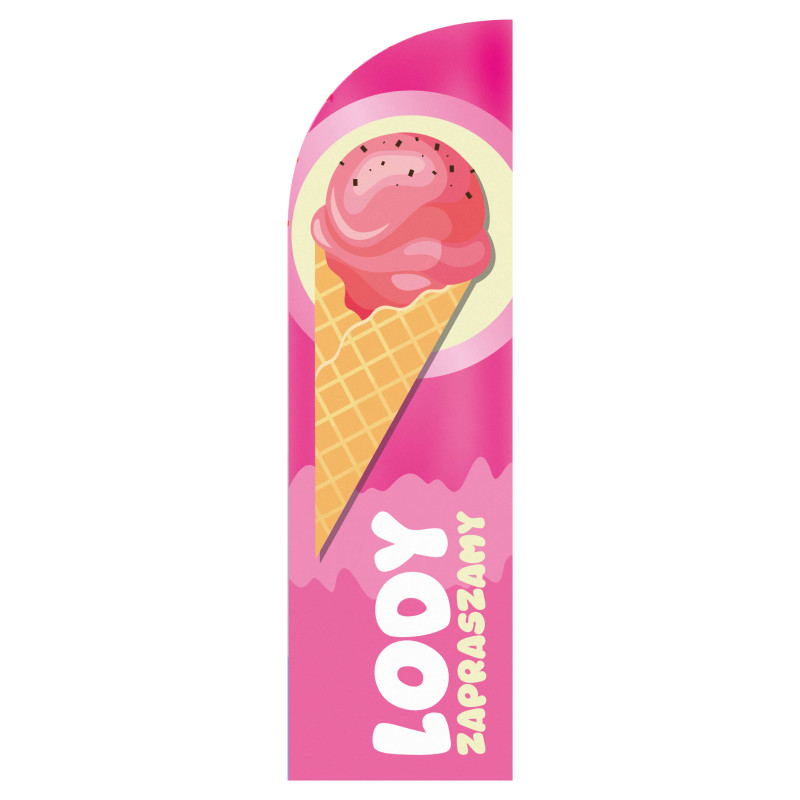 Żagiel reklamowy, flaga reklamowa "LODY"