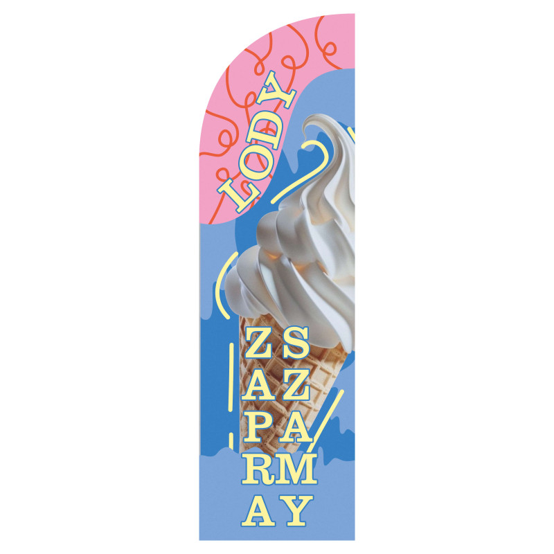 Żagiel reklamowy, flaga reklamowa "LODY KLASYCZNE"