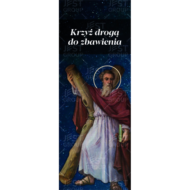 Baner z Andrzejem Apostołem "Krzyż drogą do zbawienia"