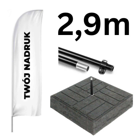 Żagiel reklamowy 2,9m ZESTAW z podstawą ECO 8kg