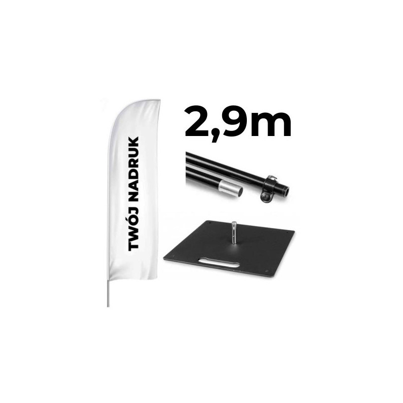 Żagiel reklamowy 2,9m ZESTAW z podstawą metalową 4kg