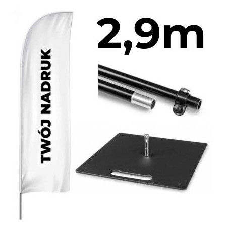Żagiel reklamowy 2,9m ZESTAW z podstawą metalową 4kg