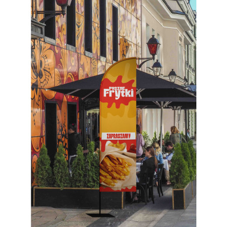 Żagiel reklamowy, flaga reklamowa "FRYTKI"