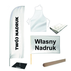 Zestaw eventowy „GASTRO PACK ” – fartuch, obrus, flaga i żagle reklamowe.