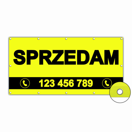 Baner reklamowy "SPRZEDAM" - różne wzory, wysoka wytrzymałość
