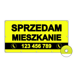 Baner reklamowy "SPRZEDAM" - różne wzory, wysoka wytrzymałość