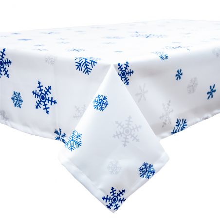 Świąteczny Obrus - niebieskie śnieżynki