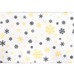 Świąteczny Obrus - złote śnieżynki